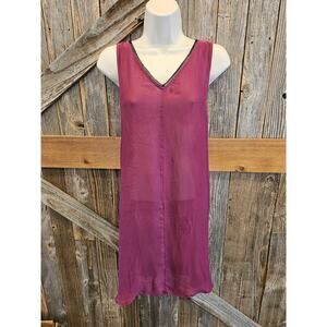 Logo lori goldstein layers size medium semi Sheer purple fuchsia tank tunic ^^